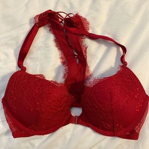red lace victoria’s secret push up bra